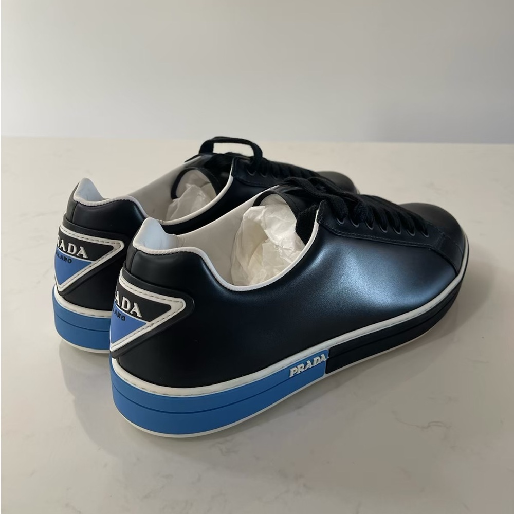 Prada Black & Blue Leather Sneakers